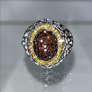 NWOT Genuine Red & Yellow Diamond Sterling Silver Designer Gemstone Ring